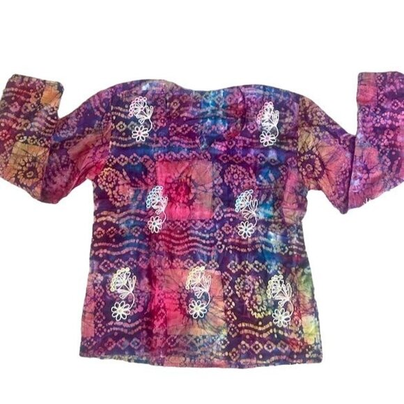 Unique Handmade Bohemian Patchwork Floral Embroidered Long Sleeve Top - Women’s - Picture 2 of 7